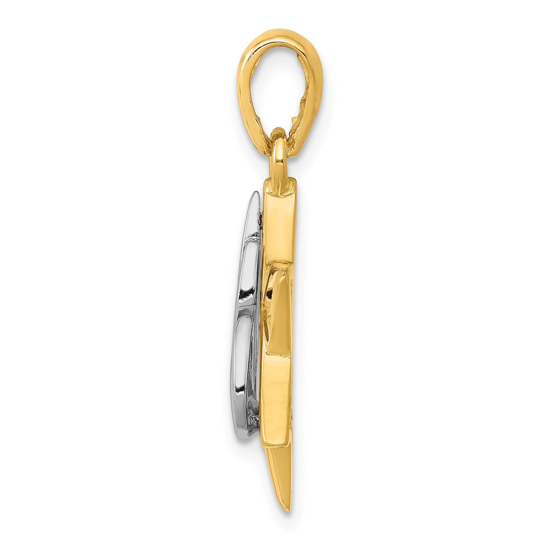 14k Two-tone Star of David with Shin Symbol Pendant