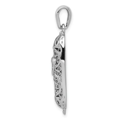 14K White Gold 3-D Mezuzah Pendant