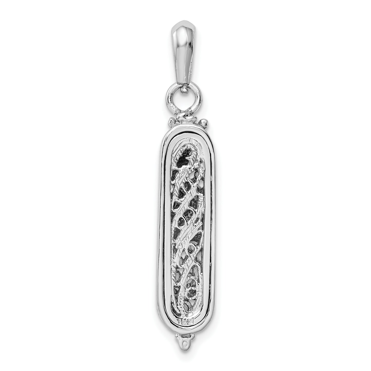 14K White Gold 3-D Mezuzah Pendant