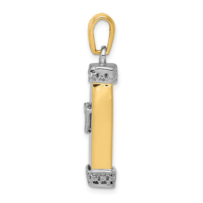 14K Two-Tone 3D Mezuzah Pendant