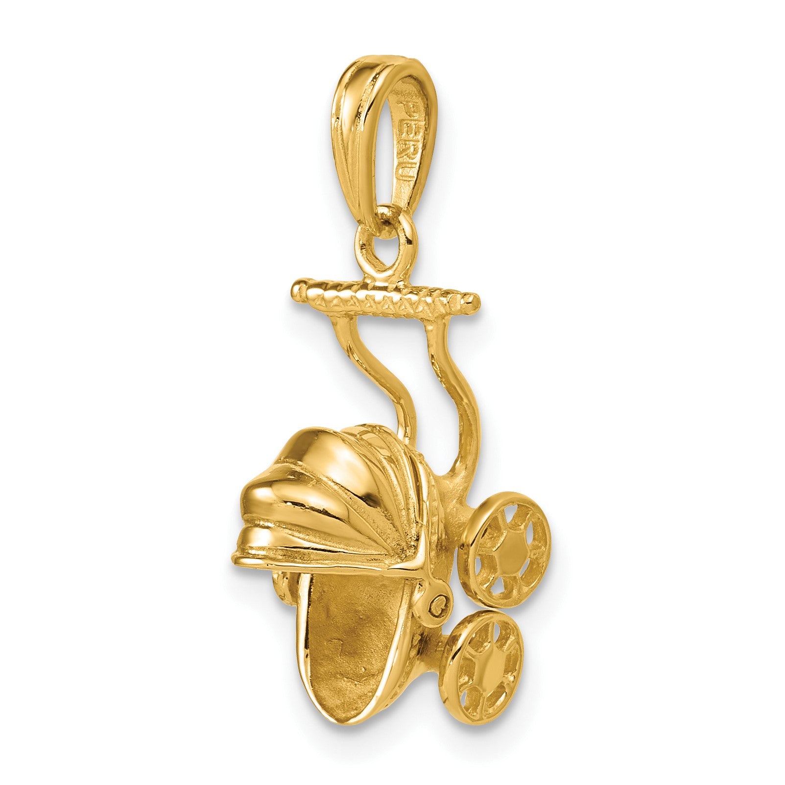 14k 3-D Baby Carriage Charm