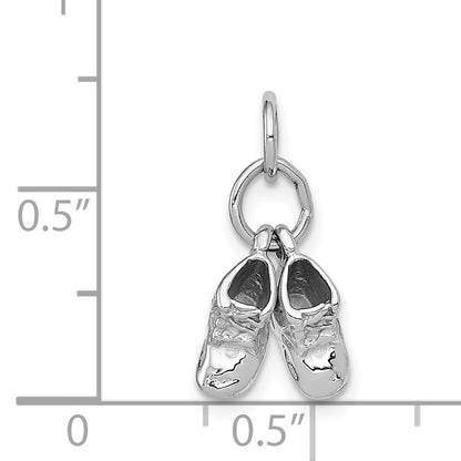 14k White Gold 3-D Moveable Baby Shoes Charm