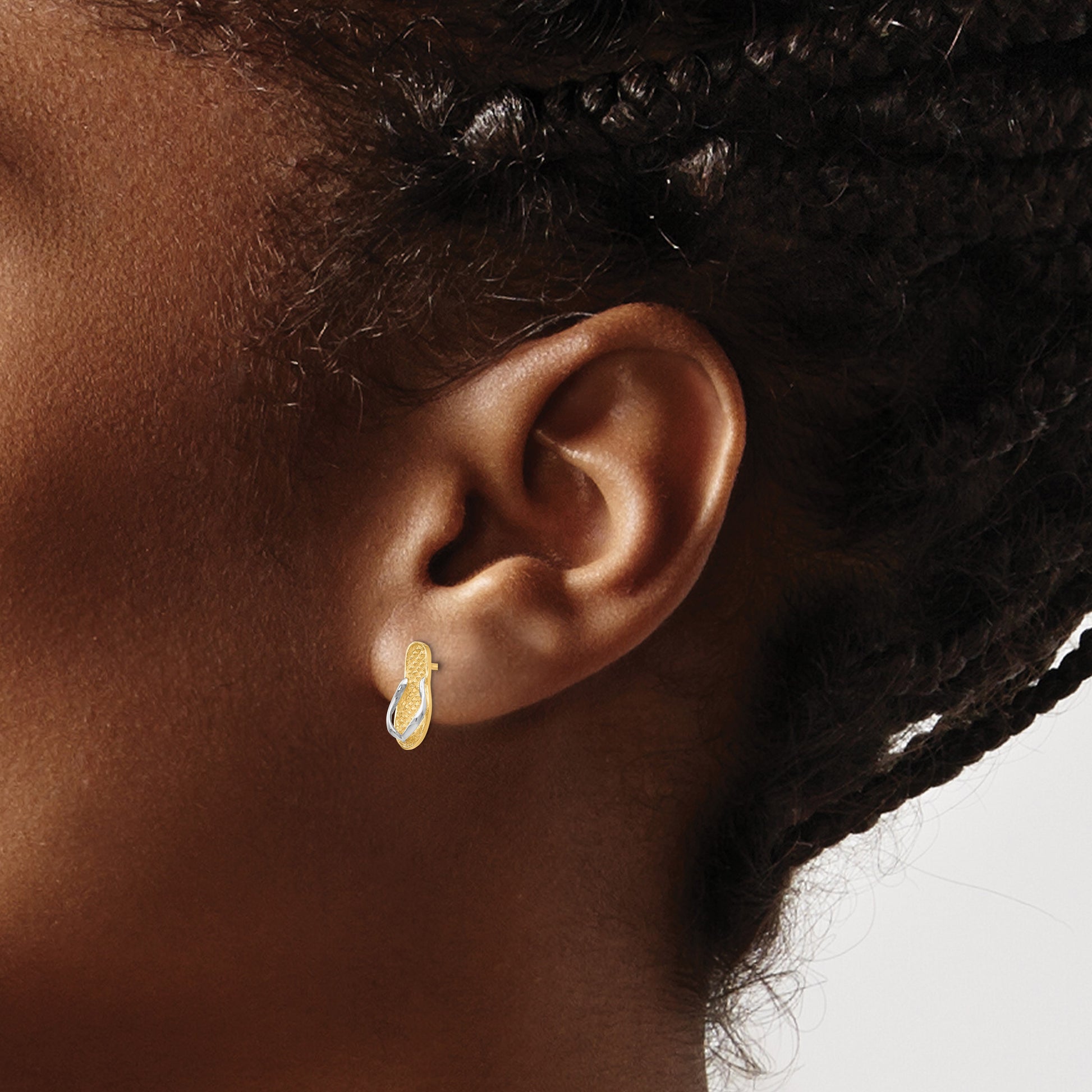 14K and White Rhodium Flip-Flop Post Earrings