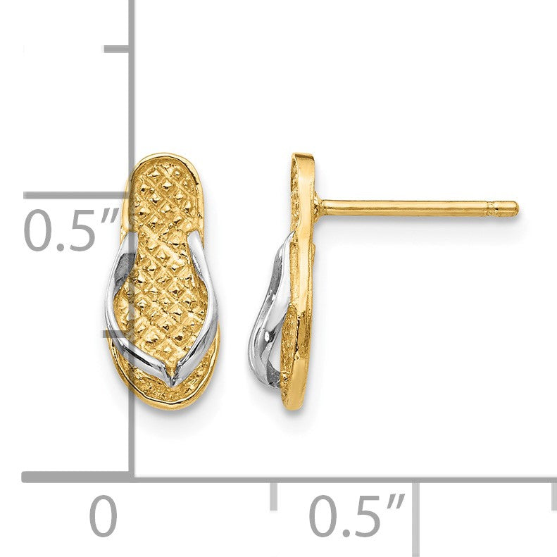 14K and White Rhodium Flip-Flop Post Earrings