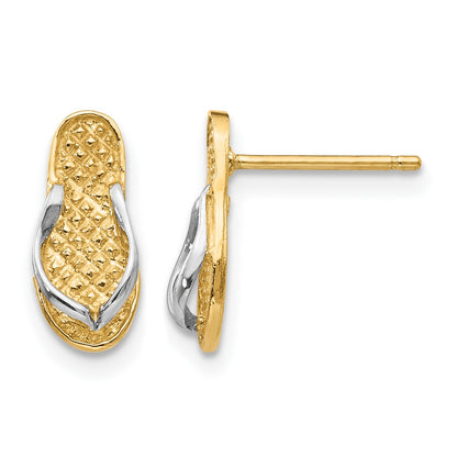 14K and White Rhodium Flip-Flop Post Earrings