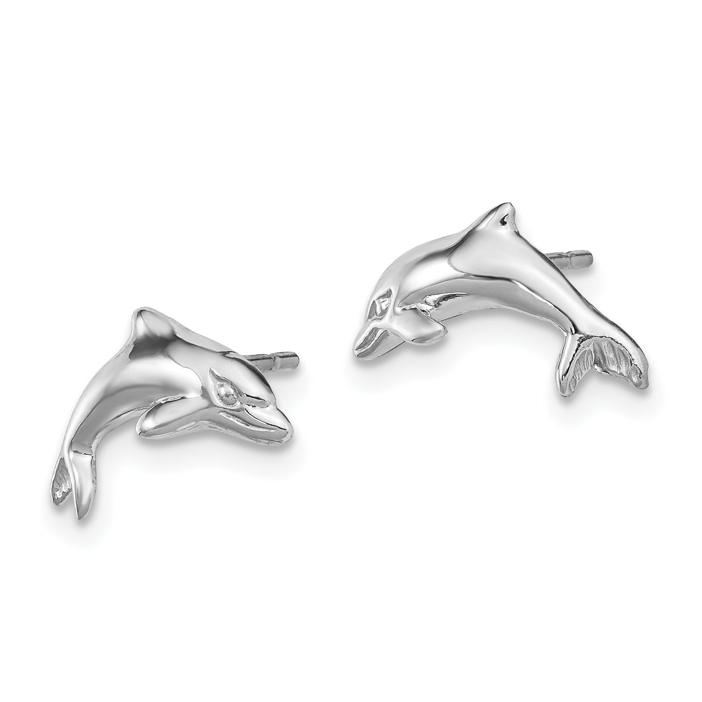 14k White Gold Dolphin Post Earrings