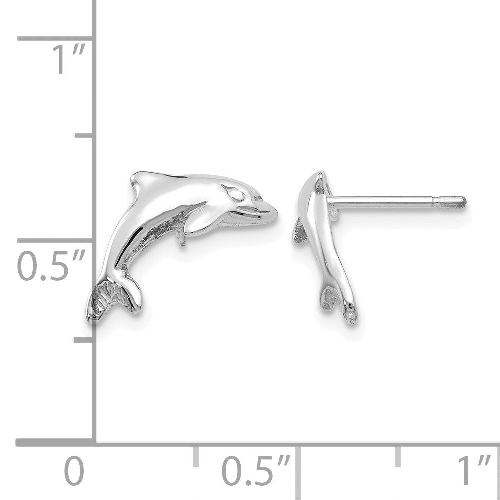 14k White Gold Dolphin Post Earrings