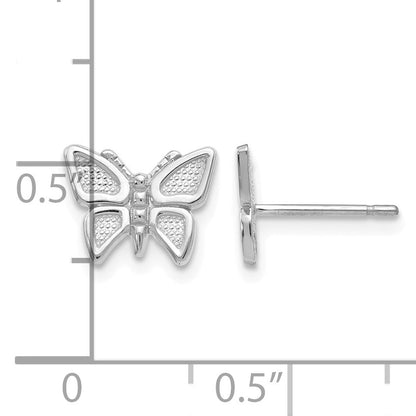 14k White Gold Polished Butterfly Post Earrings
