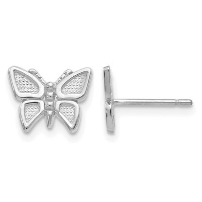 14k White Gold Polished Butterfly Post Earrings