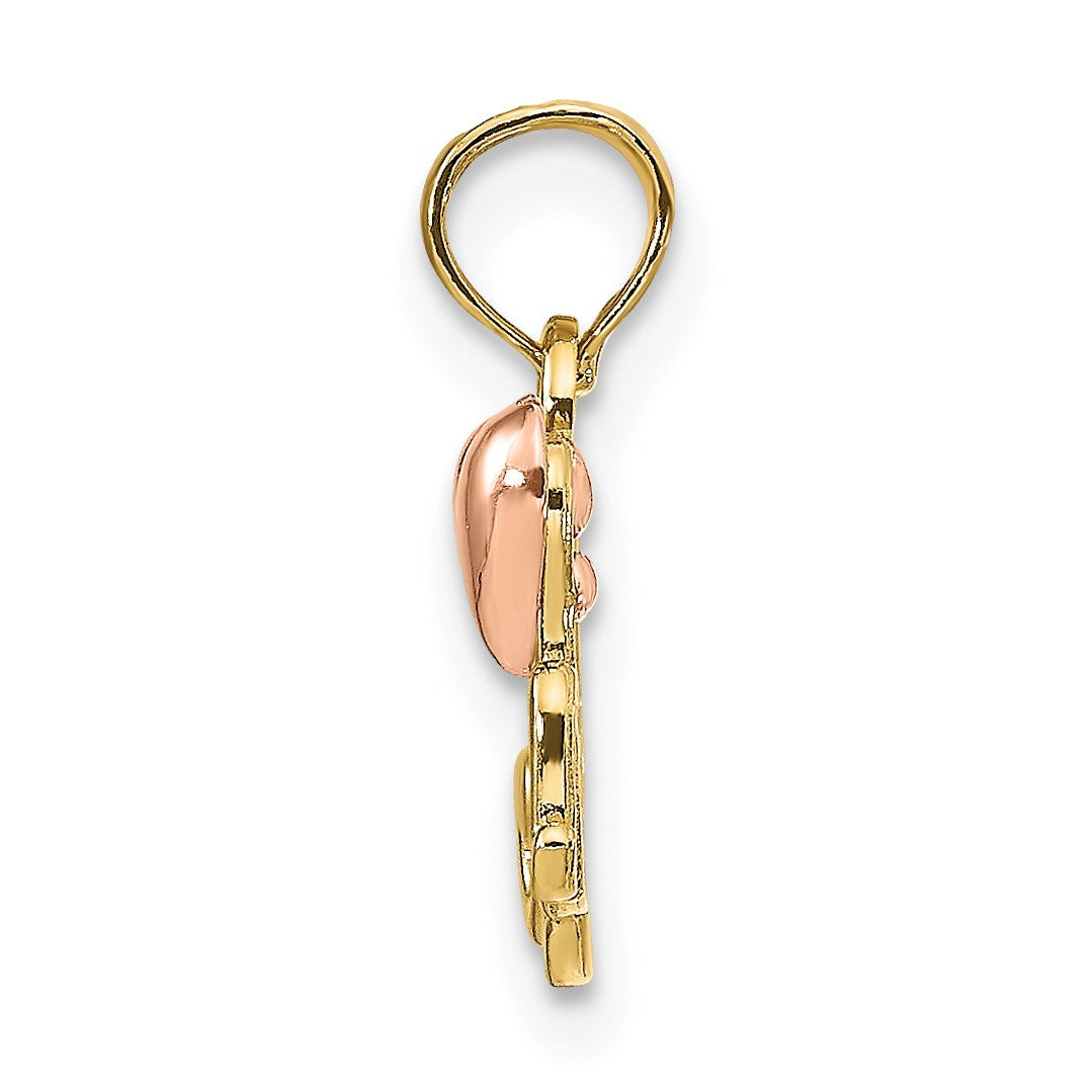 14k Two-tone MOM with Heart Pendant