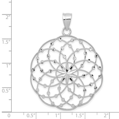 14k White Gold Diamond-cut Spiral Circle Pendant