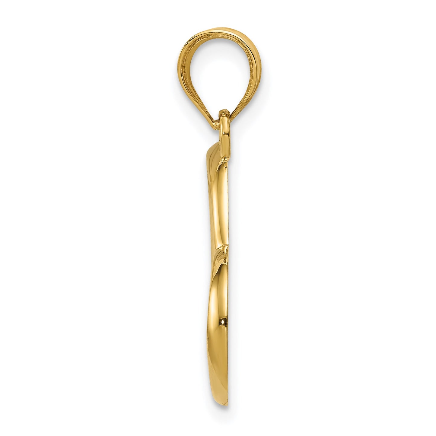 14K Polished Open Dangling Heart Pendant