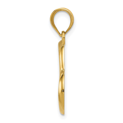 14K Polished Open Dangling Heart Pendant