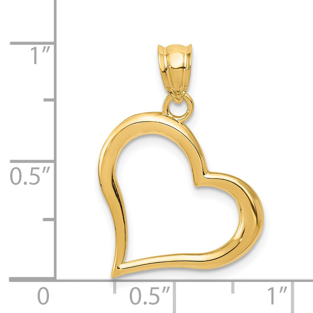 14K Polished Open Dangling Heart Pendant