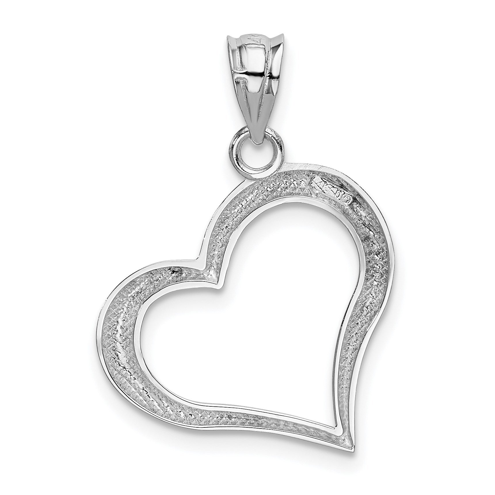 14k White Gold Polished Open Dangling Heart Pendant
