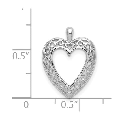 14K White Cut-Out Heart Pendant