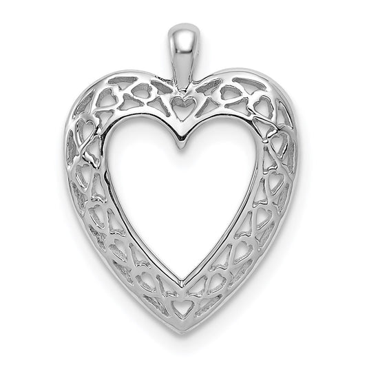 14K White Cut-Out Heart Pendant