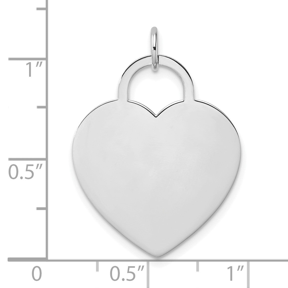 14k White Gold Polished Engravable 22mm Heart Disc Pendant