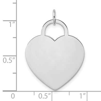 14k White Gold Polished Engravable 22mm Heart Disc Pendant