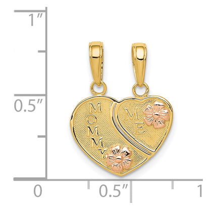 14k Two-tone MOMMY-ME Break-apart Heart Pendant