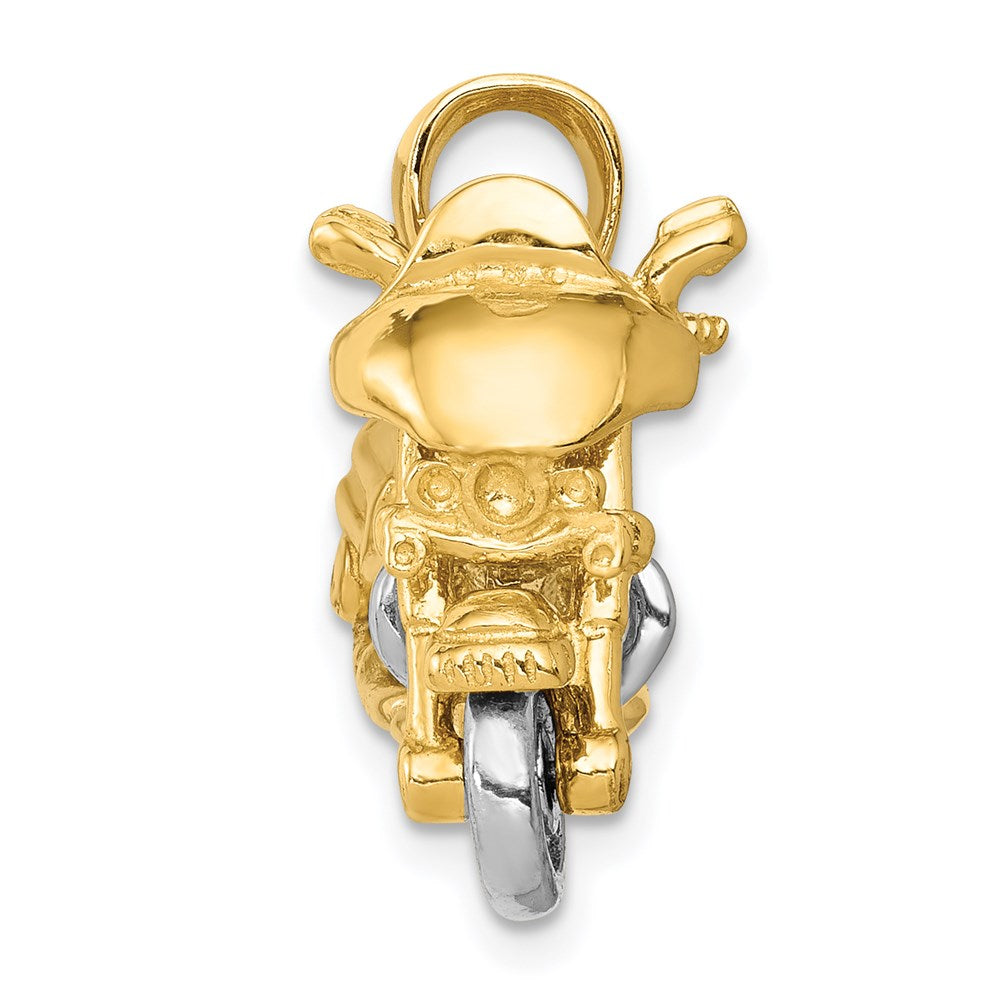 14k Two-tone 3-D Moveable Motorcycle Pendant