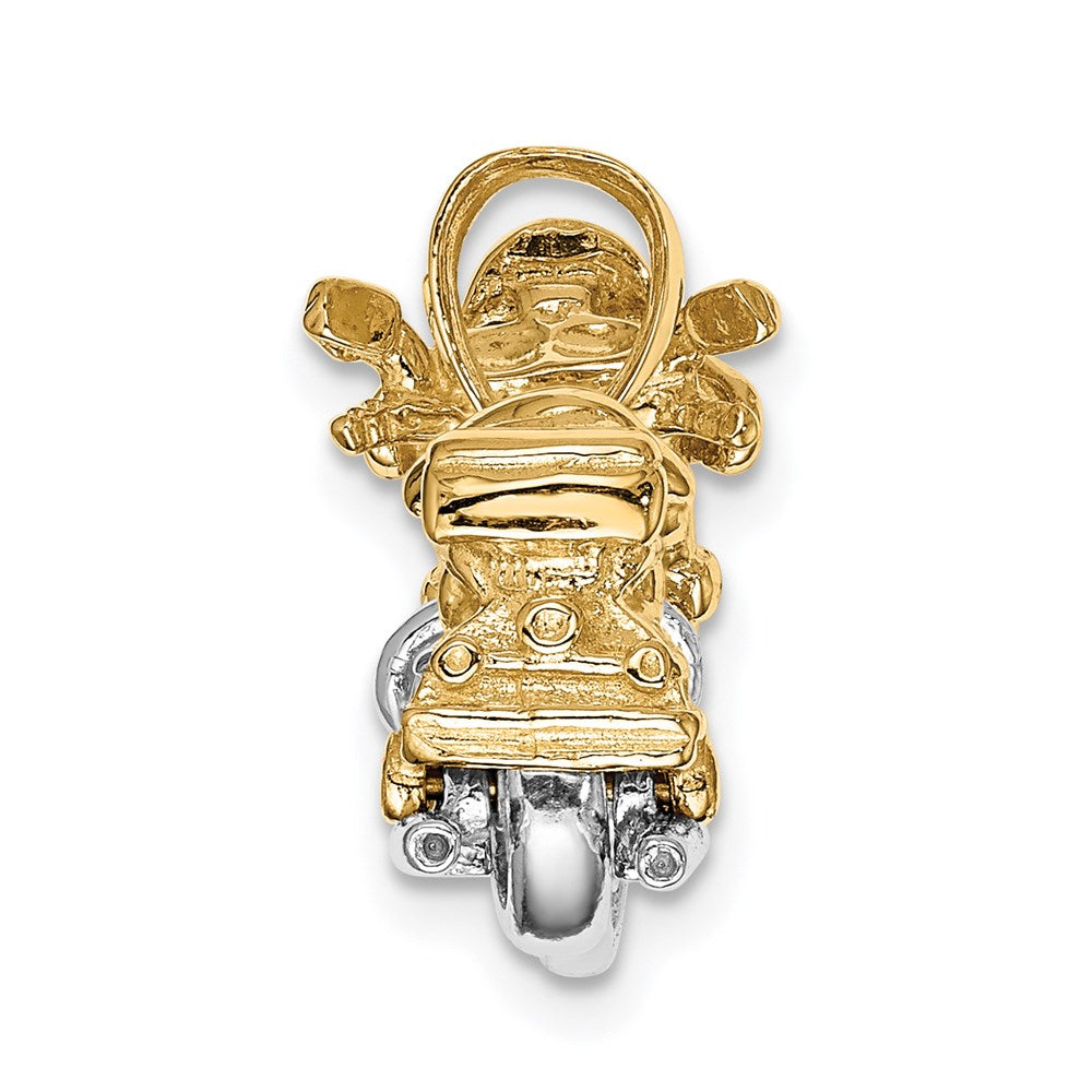 14k Two-tone 3-D Moveable Motorcycle Pendant