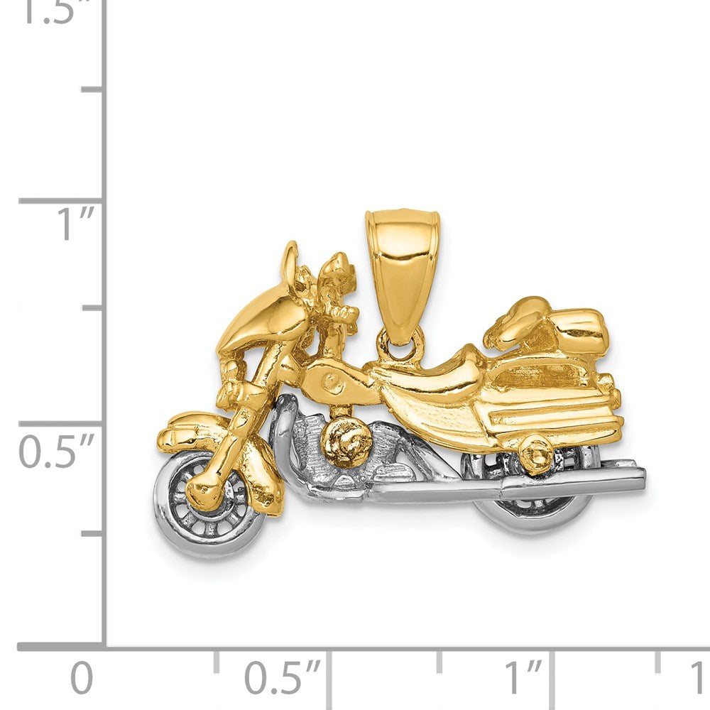 14k Two-tone 3-D Moveable Motorcycle Pendant