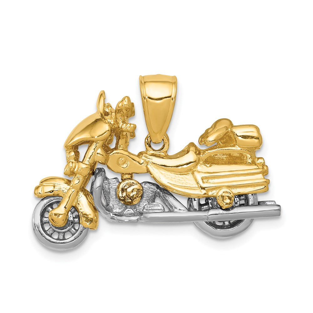 14k Two-tone 3-D Moveable Motorcycle Pendant