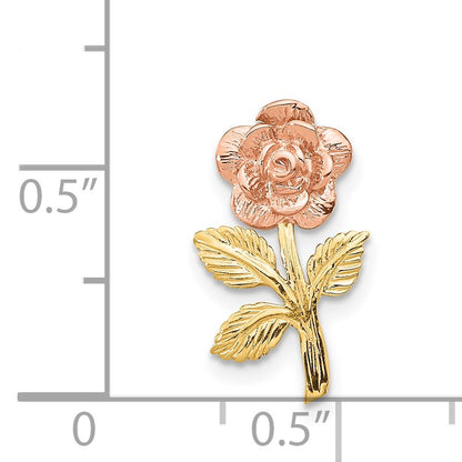 14k Two-tone Mini Pink Rose Flower Chain Slide
