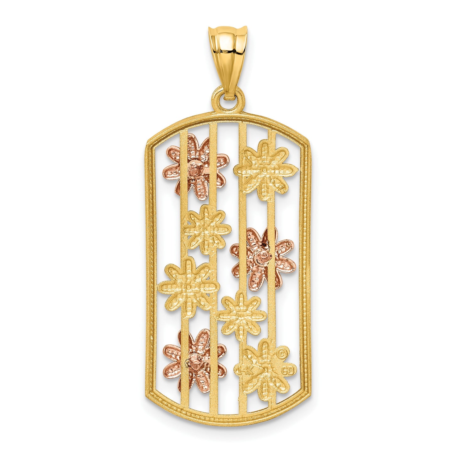 14k Two-tone with White Rhodium Framed Daisy Pendant