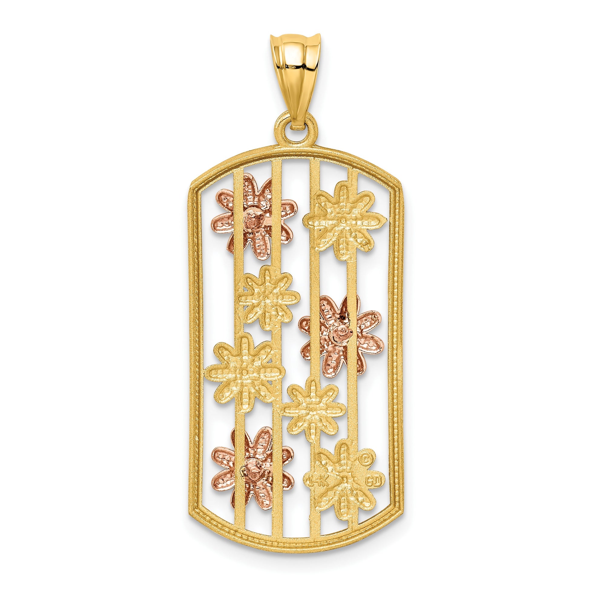 14k Two-tone with White Rhodium Framed Daisy Pendant