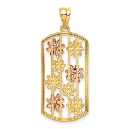 14k Two-tone with White Rhodium Framed Daisy Pendant
