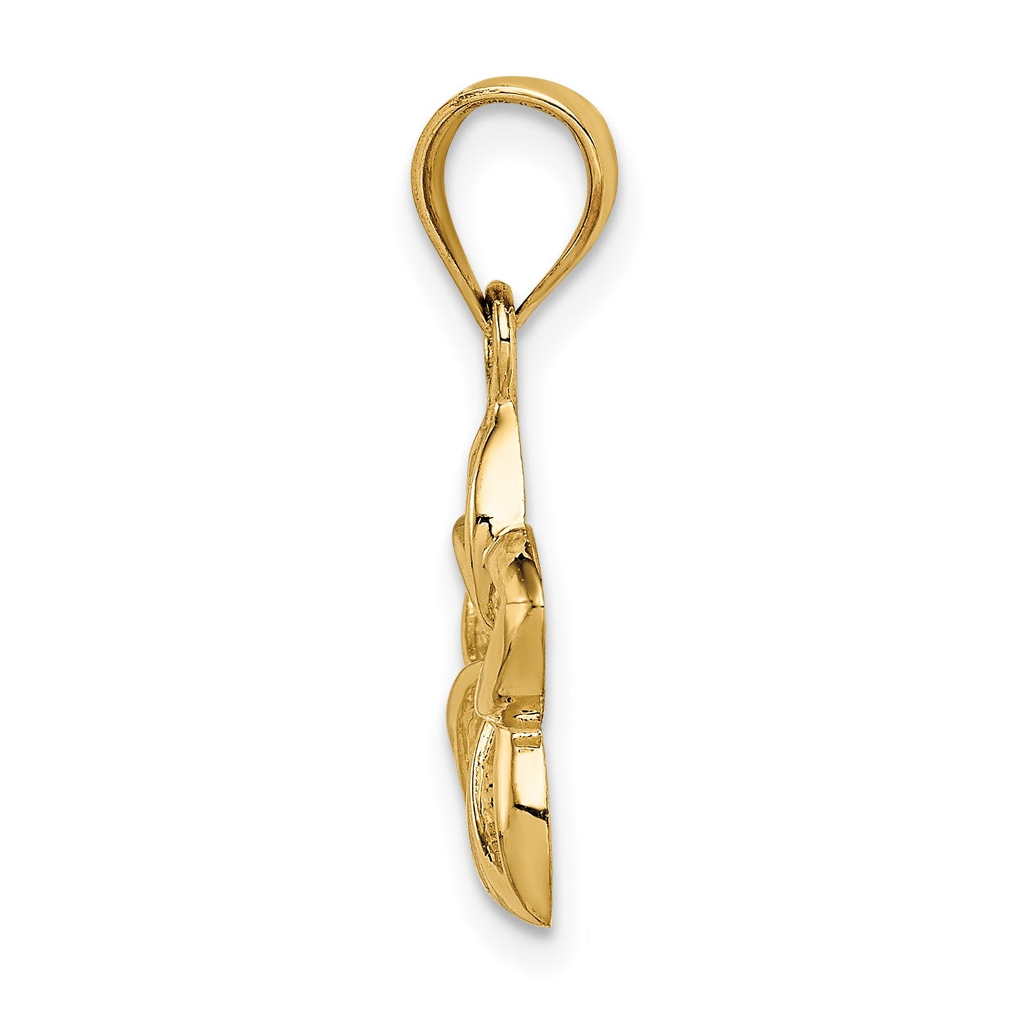 14k Polished Cut-out Plumeria Pendant