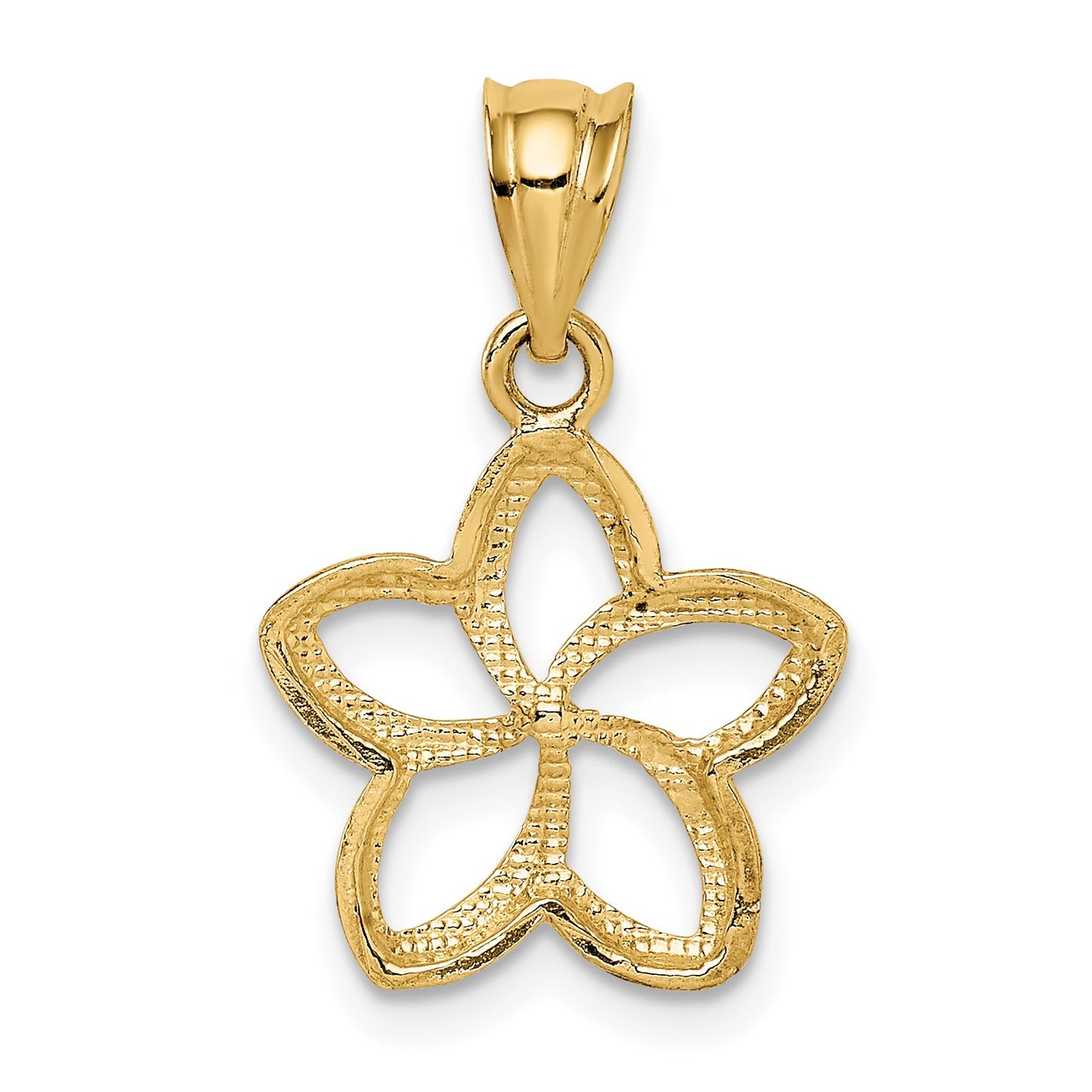 14k Polished Cut-out Plumeria Pendant
