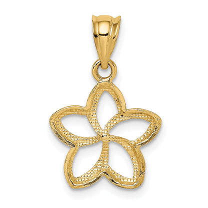 14k Polished Cut-out Plumeria Pendant
