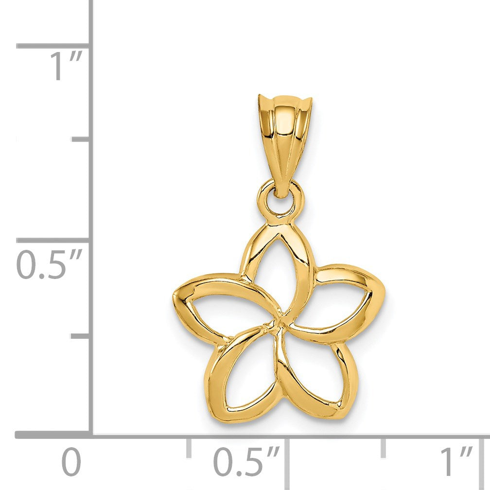 14k Polished Cut-out Plumeria Pendant