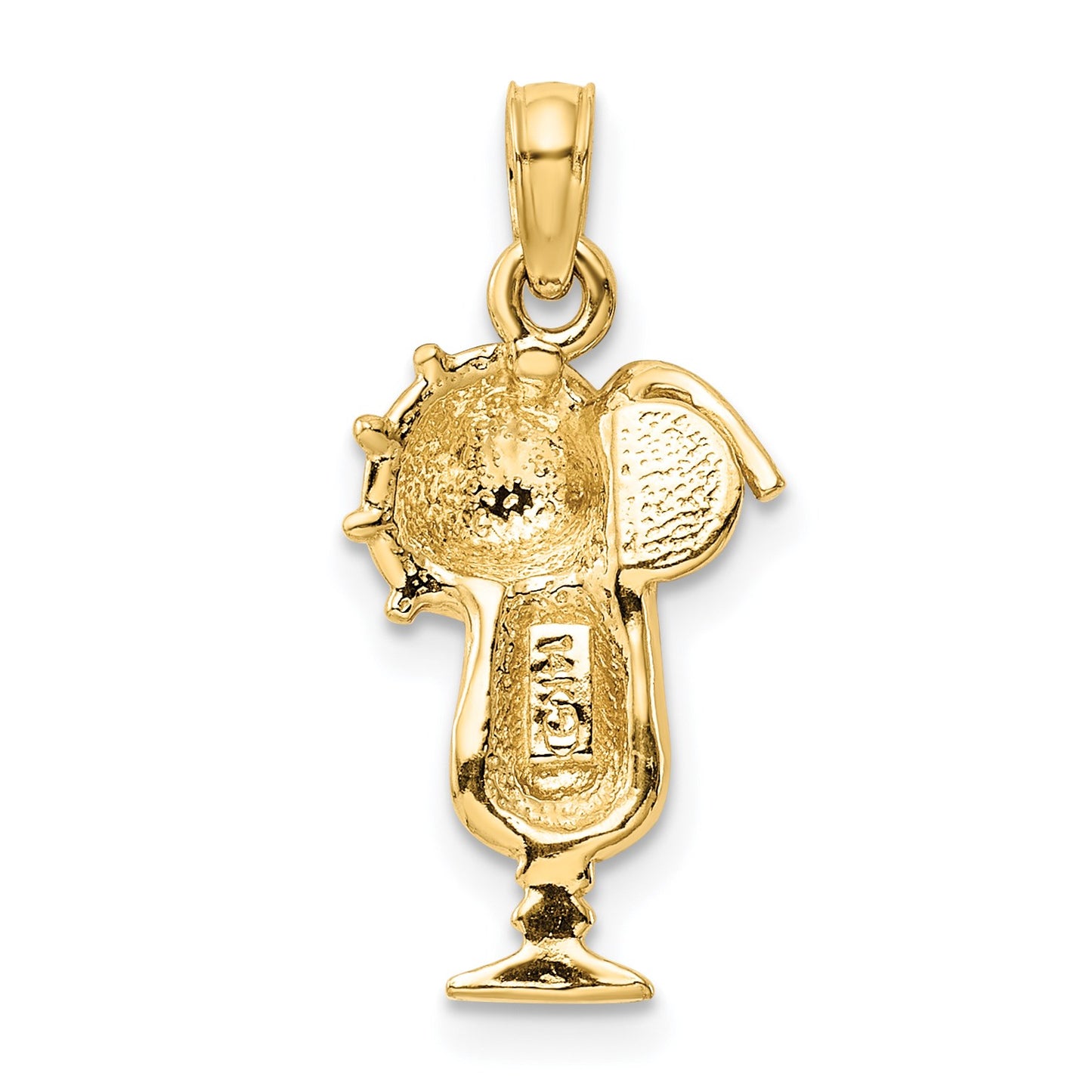 14k Pink Enameled Tropical Drink with Multi-Colored Umbrella Charm