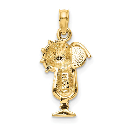 14k Pink Enameled Tropical Drink with Multi-Colored Umbrella Charm