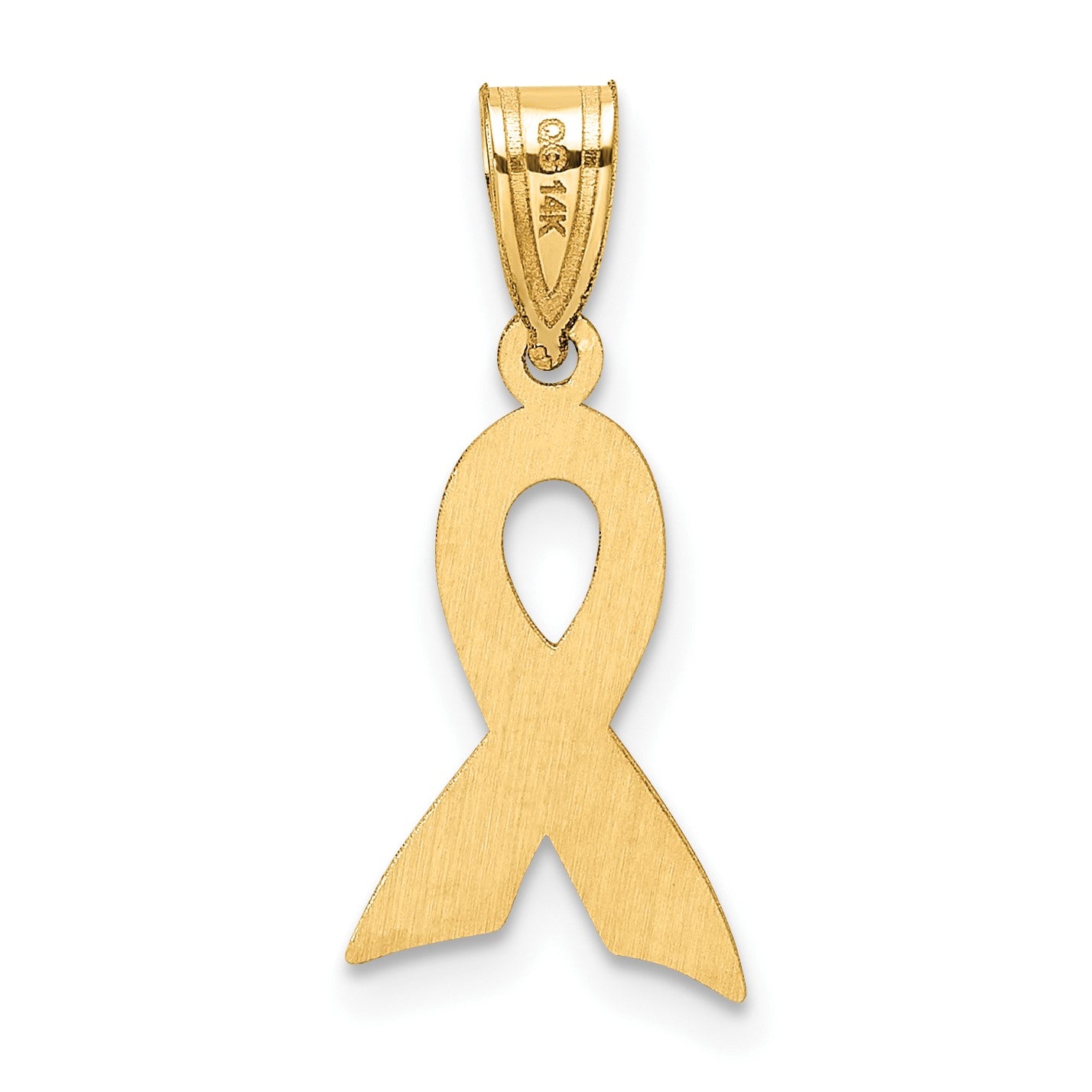 14k Small Pink Enameled Awareness Ribbon Pendant
