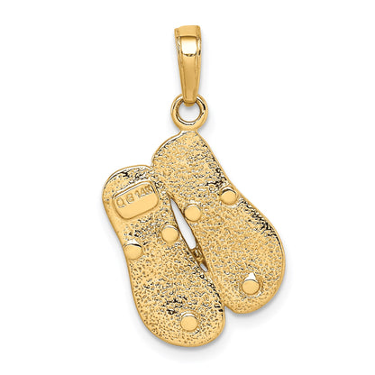 14K and White Rhodium Double Flip-Flop Pendant
