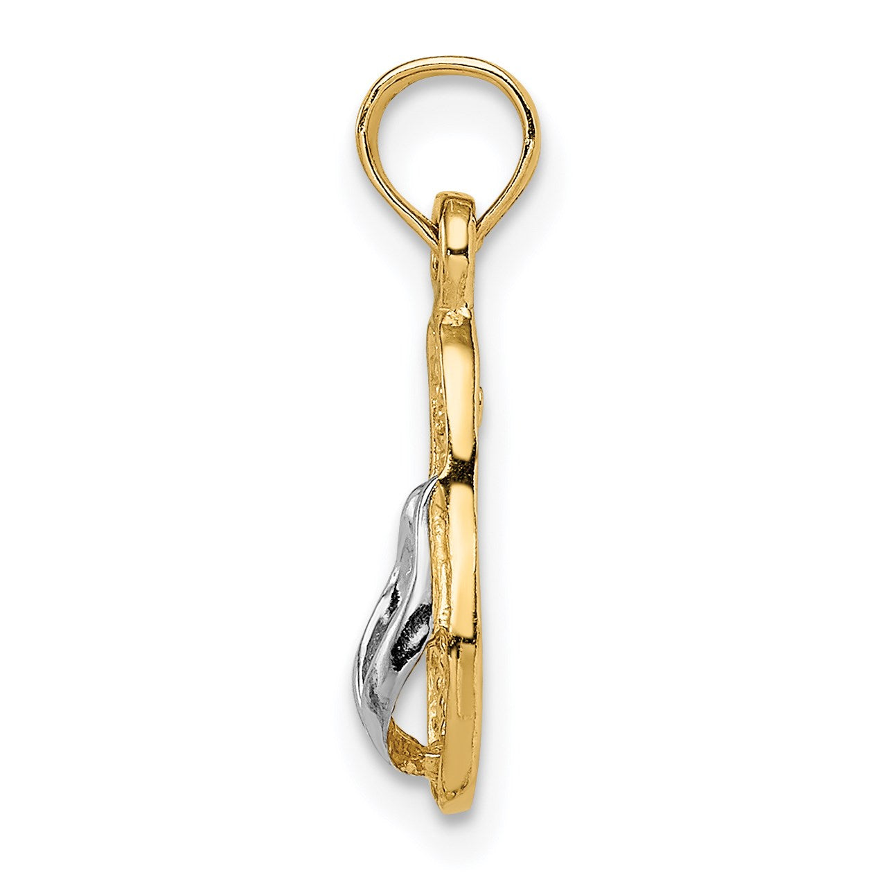 14k and White Rhodium 3-D Single Flip-Flop Pendant