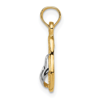 14k and White Rhodium 3-D Single Flip-Flop Pendant