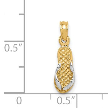 14k and White Rhodium 3-D Single Flip-Flop Pendant