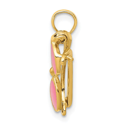 14k 3-D Pink Enameled Sunglasses with Moveable Sides Pendant