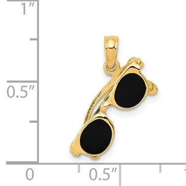 14k 3-D Black Enameled Sunglasses with Moveable Sides Pendant