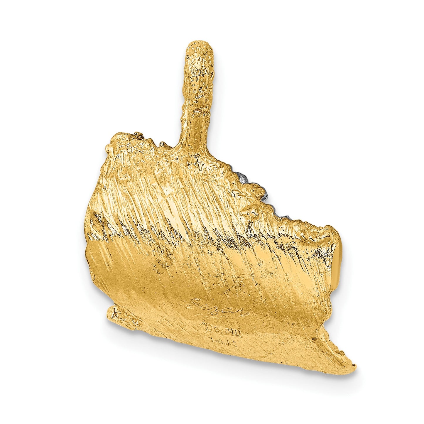 14K and White Rhodium 3-D Surfer In Wave Charm