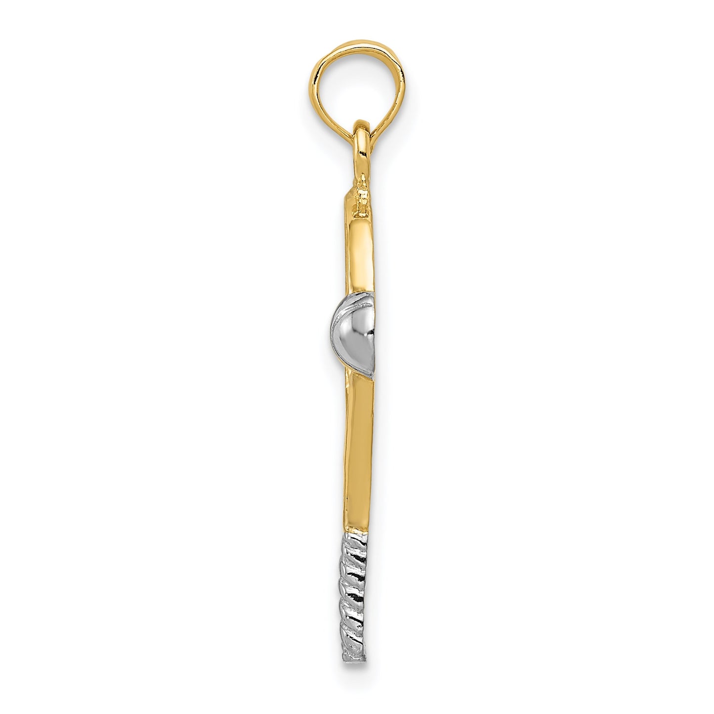 14k and White Rhodium Polished Tennis Racquet and Ball Pendant
