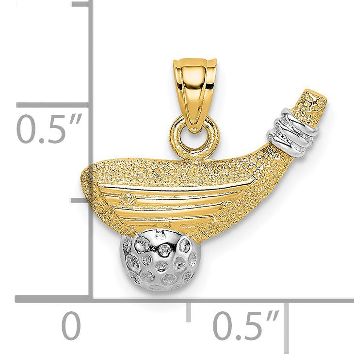 14k and White Rhodium Golf Club and Ball Charm