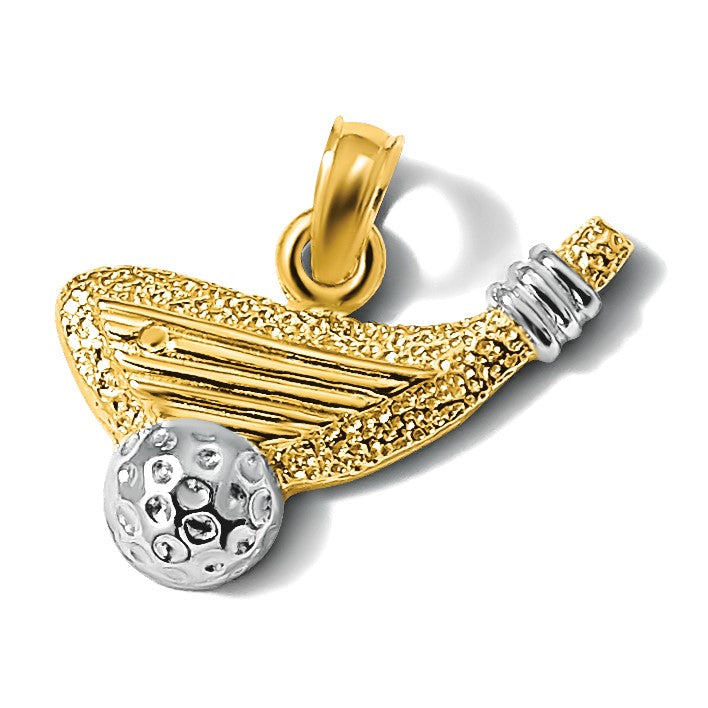 14k and White Rhodium Golf Club and Ball Charm