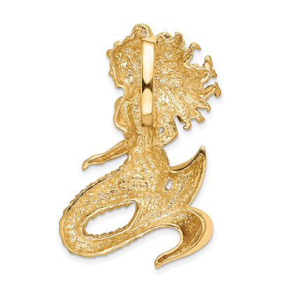 14k Large Polished and Satin Diamond-cut Mermaid Omega Slide